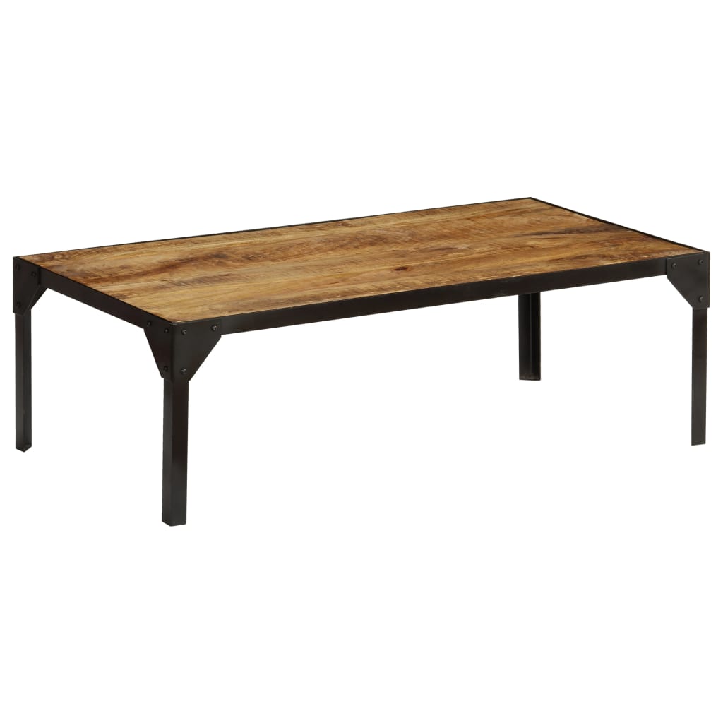 vidaXL Stolik kawowy, surowe drewno mango i stal, 110 cm