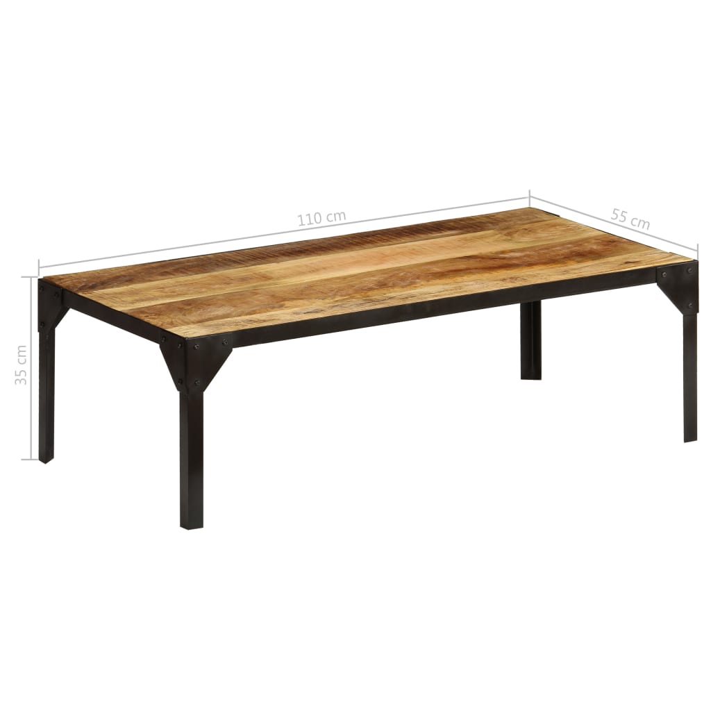 vidaXL Stolik kawowy, surowe drewno mango i stal, 110 cm