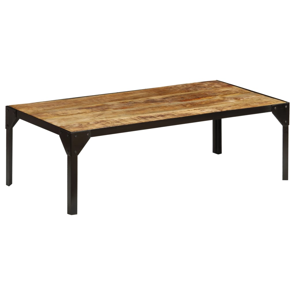 vidaXL Stolik kawowy, surowe drewno mango i stal, 110 cm