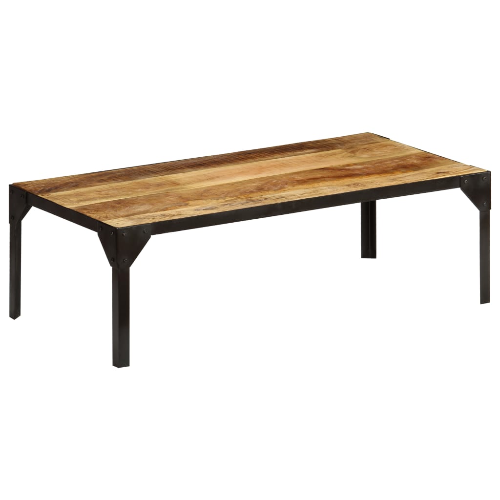 vidaXL Stolik kawowy, surowe drewno mango i stal, 110 cm