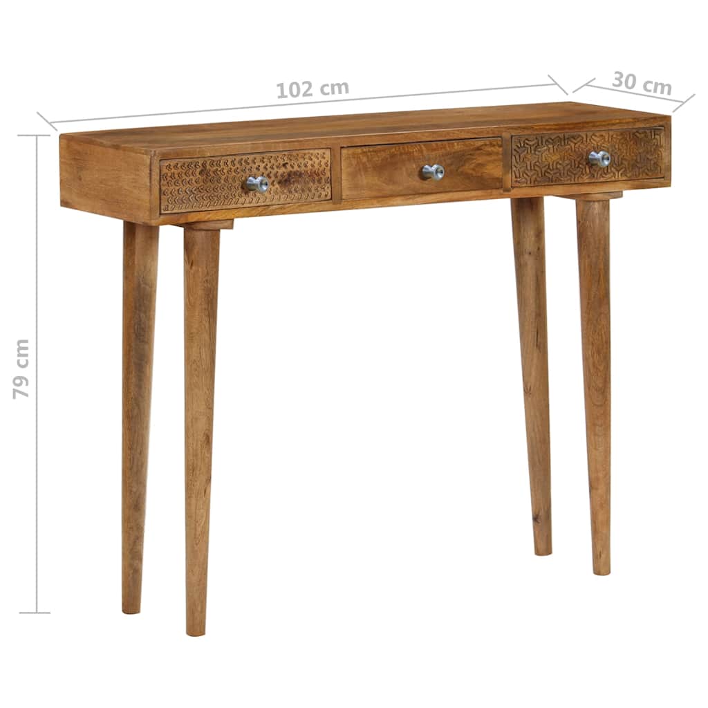 vidaXL Stolik konsola z litego drewna mango, 102 x 30 x 79 cm