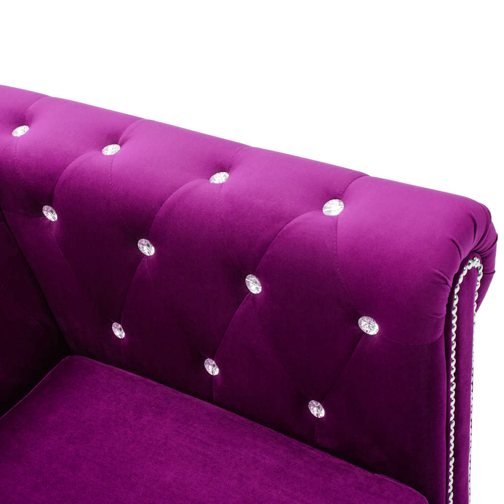 vidaXL Sofa Chesterfield, 3-os., obita aksamitem, 199x75x72 cm, fiolet