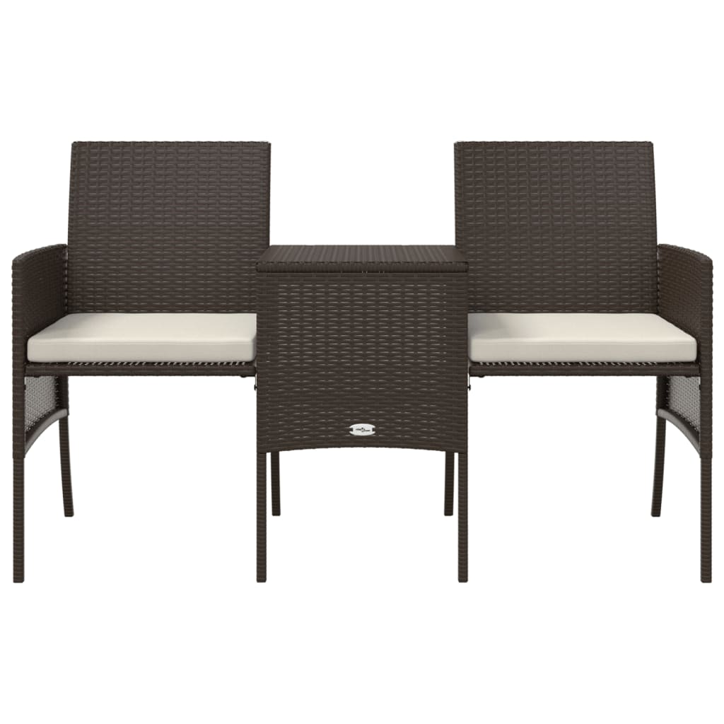 vidaXL 2-os. sofa ogrodowa ze stolikiem i podnóżkami, rattan PE, brąz
