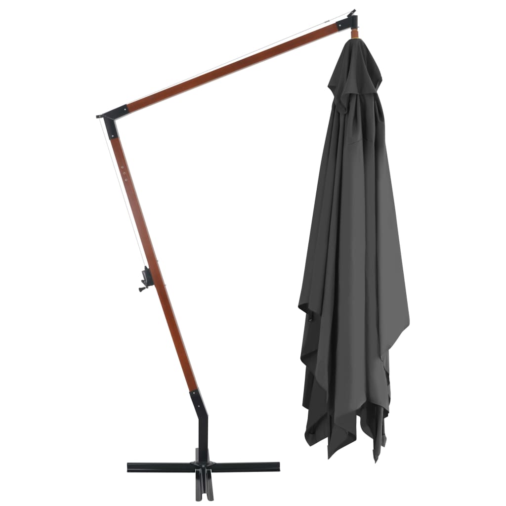 vidaXL Wiszący parasol z drewnianym słupkiem, 400x300 cm, antracytowy