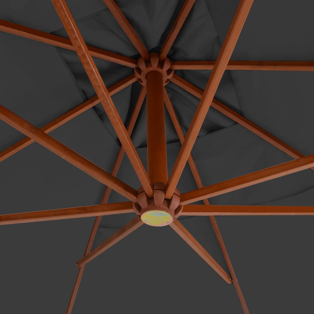 vidaXL Wiszący parasol z drewnianym słupkiem, 400x300 cm, antracytowy
