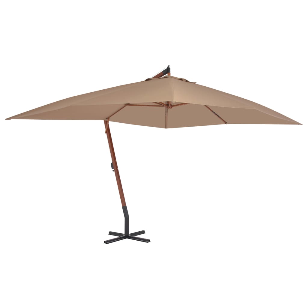 vidaXL Wiszący parasol z drewnianym słupkiem, 400x300 cm, taupe