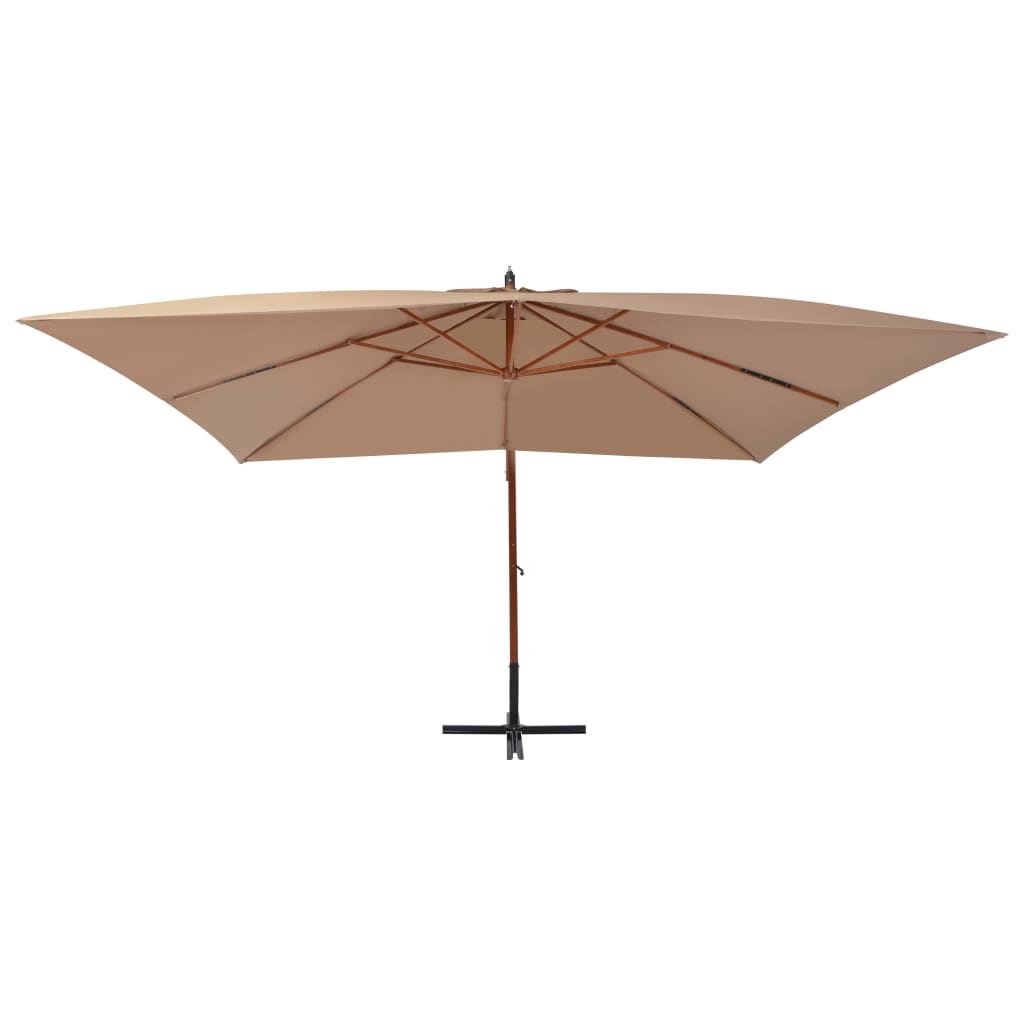 vidaXL Wiszący parasol z drewnianym słupkiem, 400x300 cm, taupe