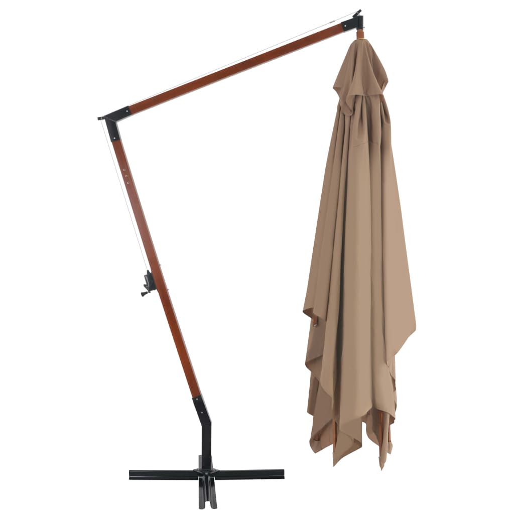vidaXL Wiszący parasol z drewnianym słupkiem, 400x300 cm, taupe