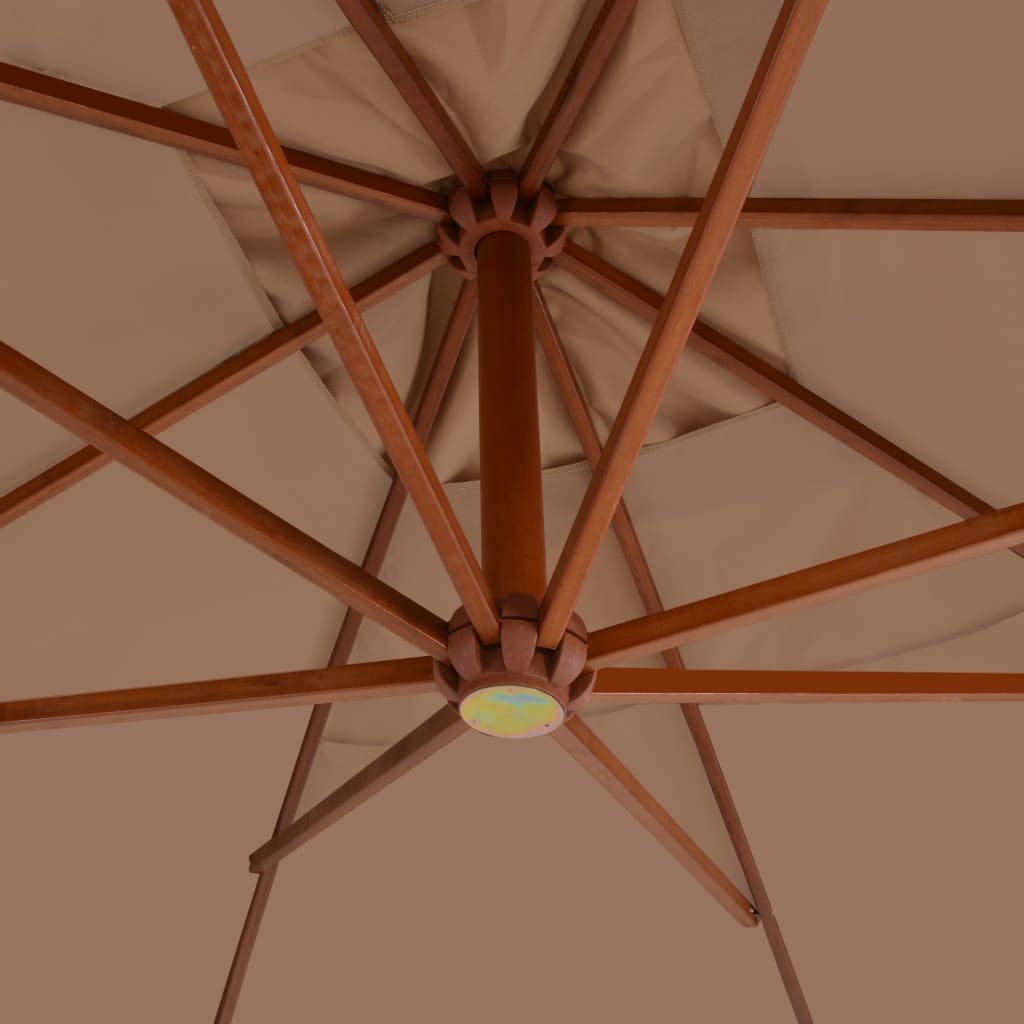 vidaXL Wiszący parasol z drewnianym słupkiem, 400x300 cm, taupe