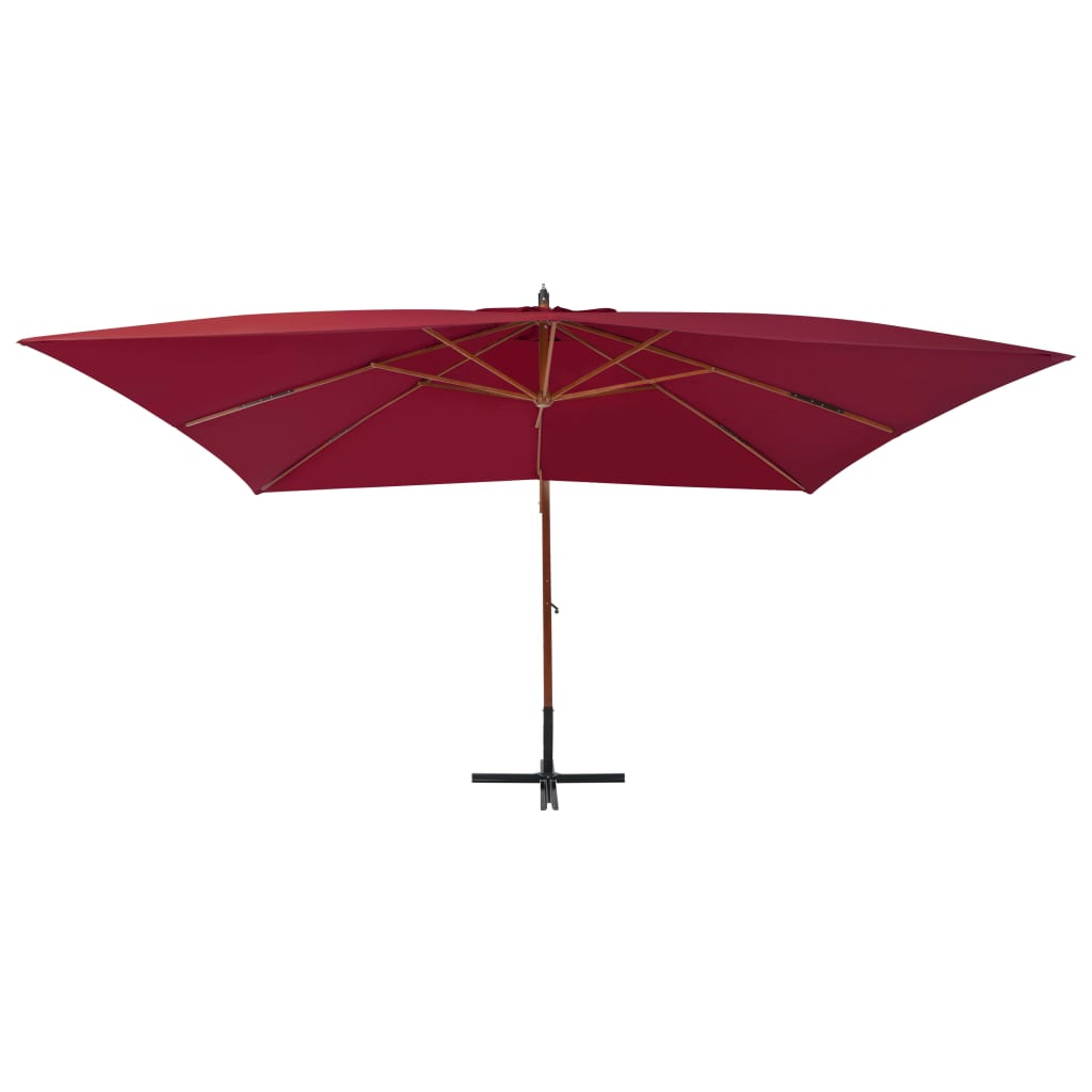 vidaXL Wiszący parasol z drewnianym słupkiem, 400x300 cm, bordowy