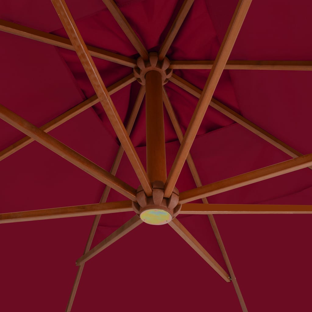 vidaXL Wiszący parasol z drewnianym słupkiem, 400x300 cm, bordowy