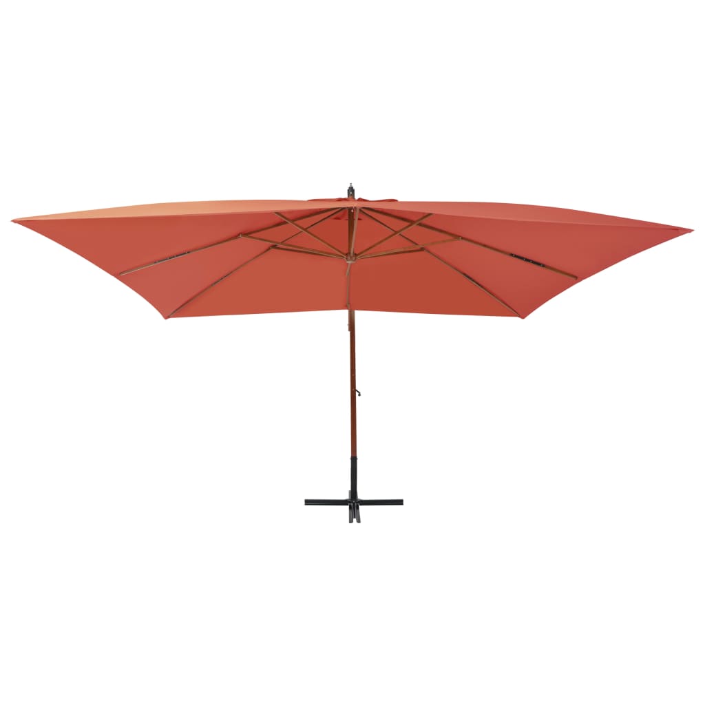 vidaXL Wiszący parasol z drewnianym słupkiem, 400x300 cm, terakotowy