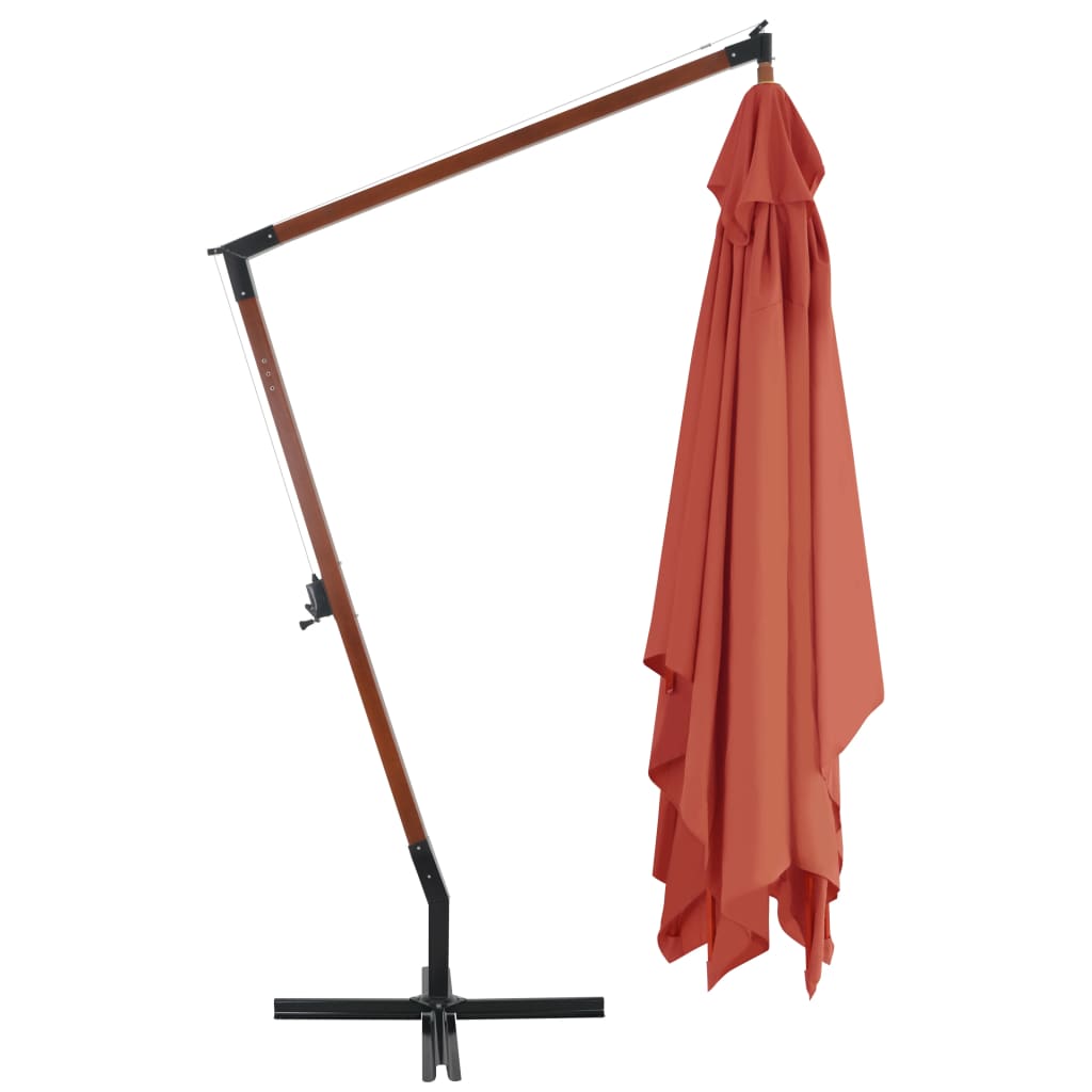 vidaXL Wiszący parasol z drewnianym słupkiem, 400x300 cm, terakotowy