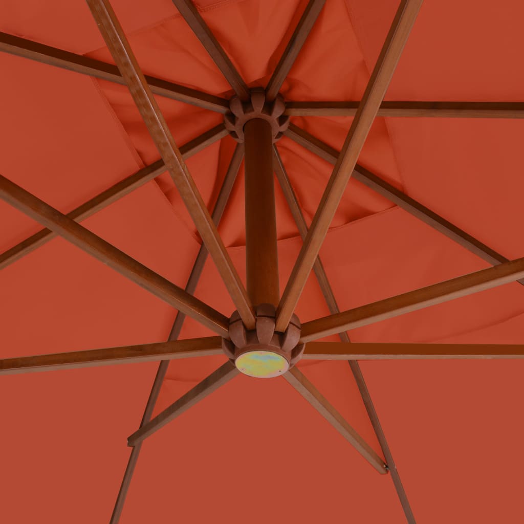 vidaXL Wiszący parasol z drewnianym słupkiem, 400x300 cm, terakotowy