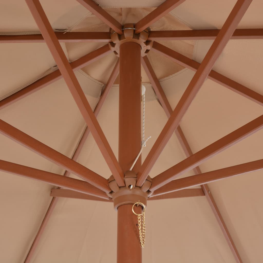 vidaXL Parasol ogrodowy na drewnianym słupku, 300 cm, taupe