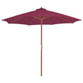 vidaXL Parasol ogrodowy na drewnianym słupku, 300 cm, bordowy