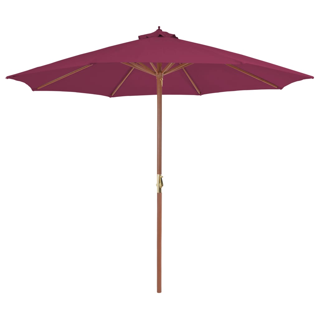 vidaXL Parasol ogrodowy na drewnianym słupku, 300 cm, bordowy