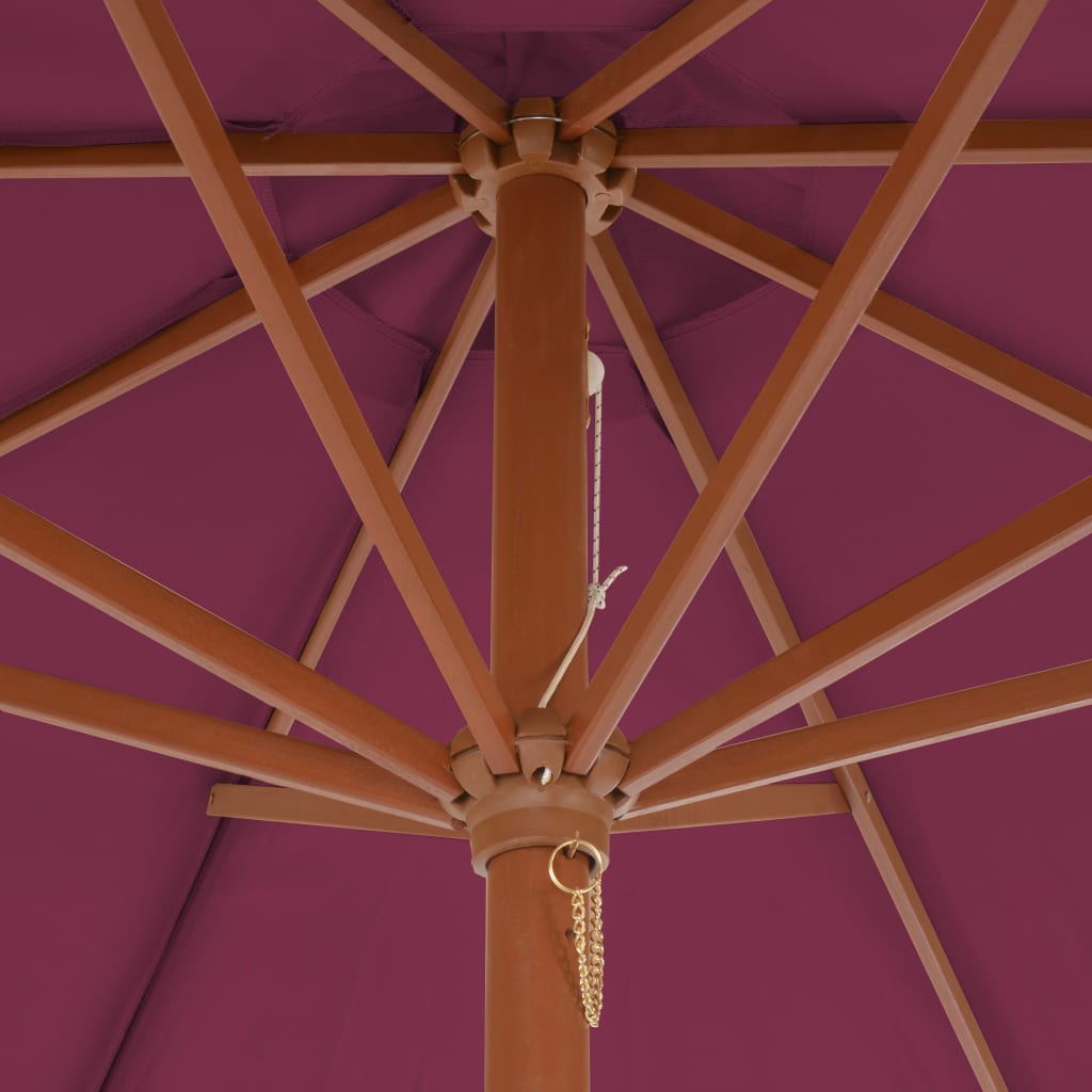 vidaXL Parasol ogrodowy na drewnianym słupku, 300 cm, bordowy