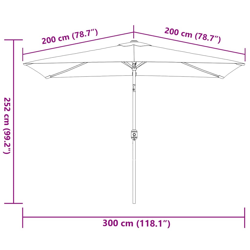 vidaXL Parasol ogrodowy na metalowym słupku, 300 x 200 cm, antracytowy