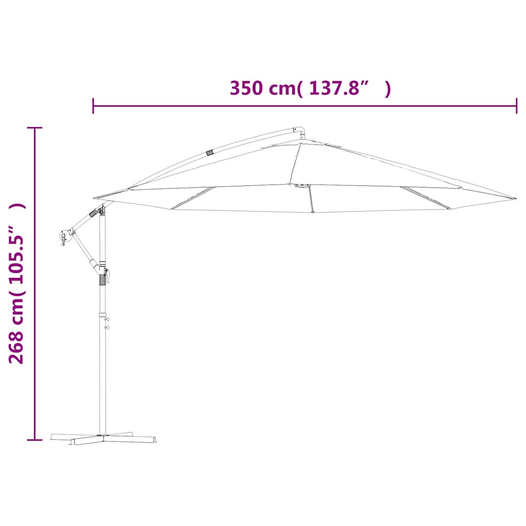 vidaXL Parasol wiszący z aluminiowym słupkiem, 350 cm, antracytowy