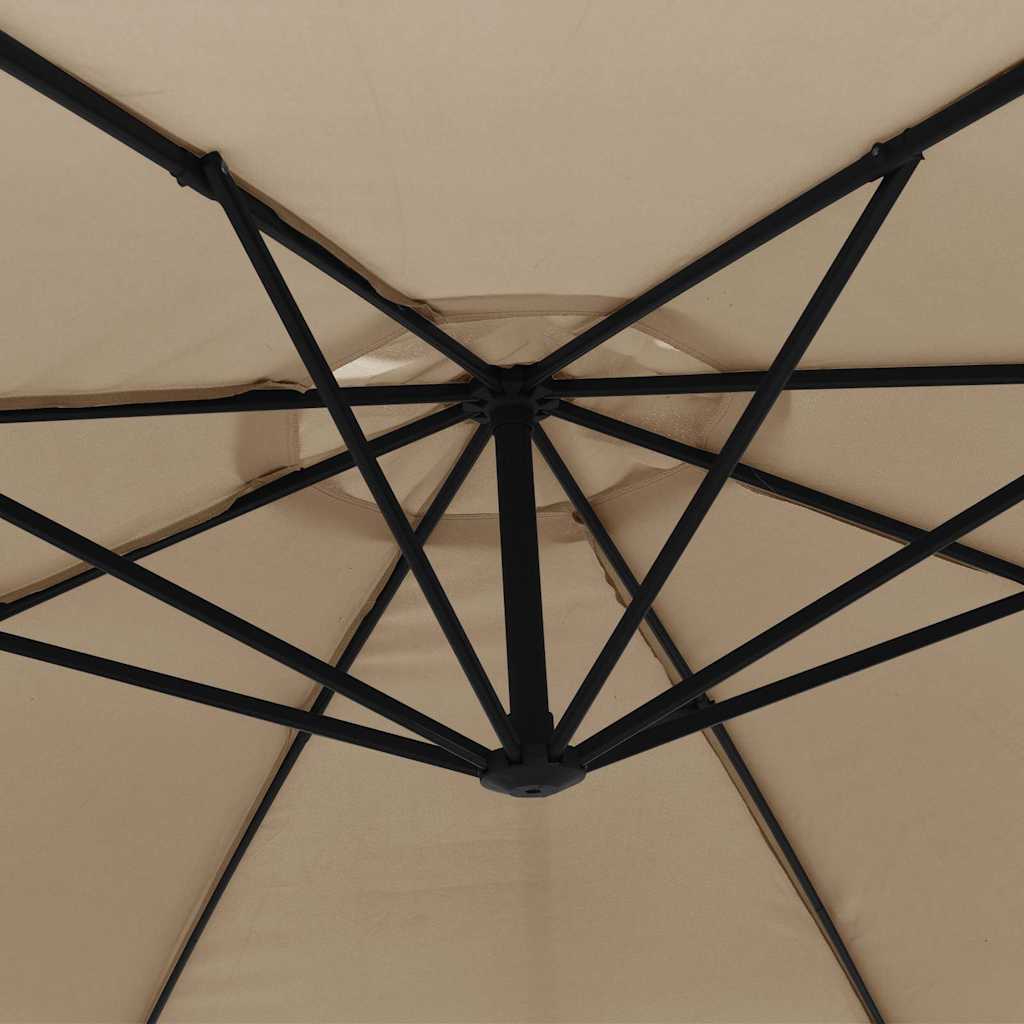 vidaXL Parasol wiszący z aluminiowym słupkiem, 350 cm, taupe