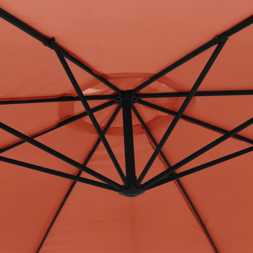 vidaXL Parasol wiszący z aluminiowym słupkiem, 350 cm, terakotowy