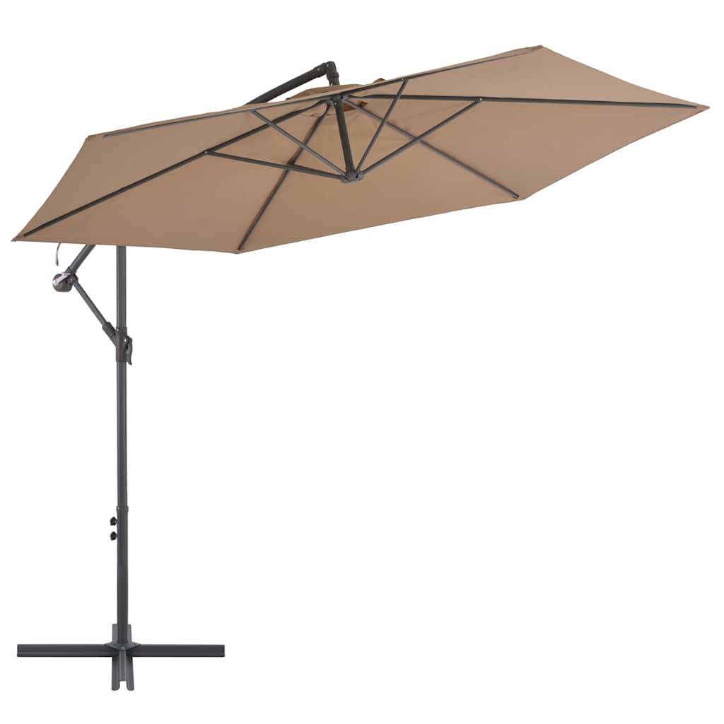 vidaXL Parasol wiszący z aluminiowym słupkiem, 300 cm, taupe