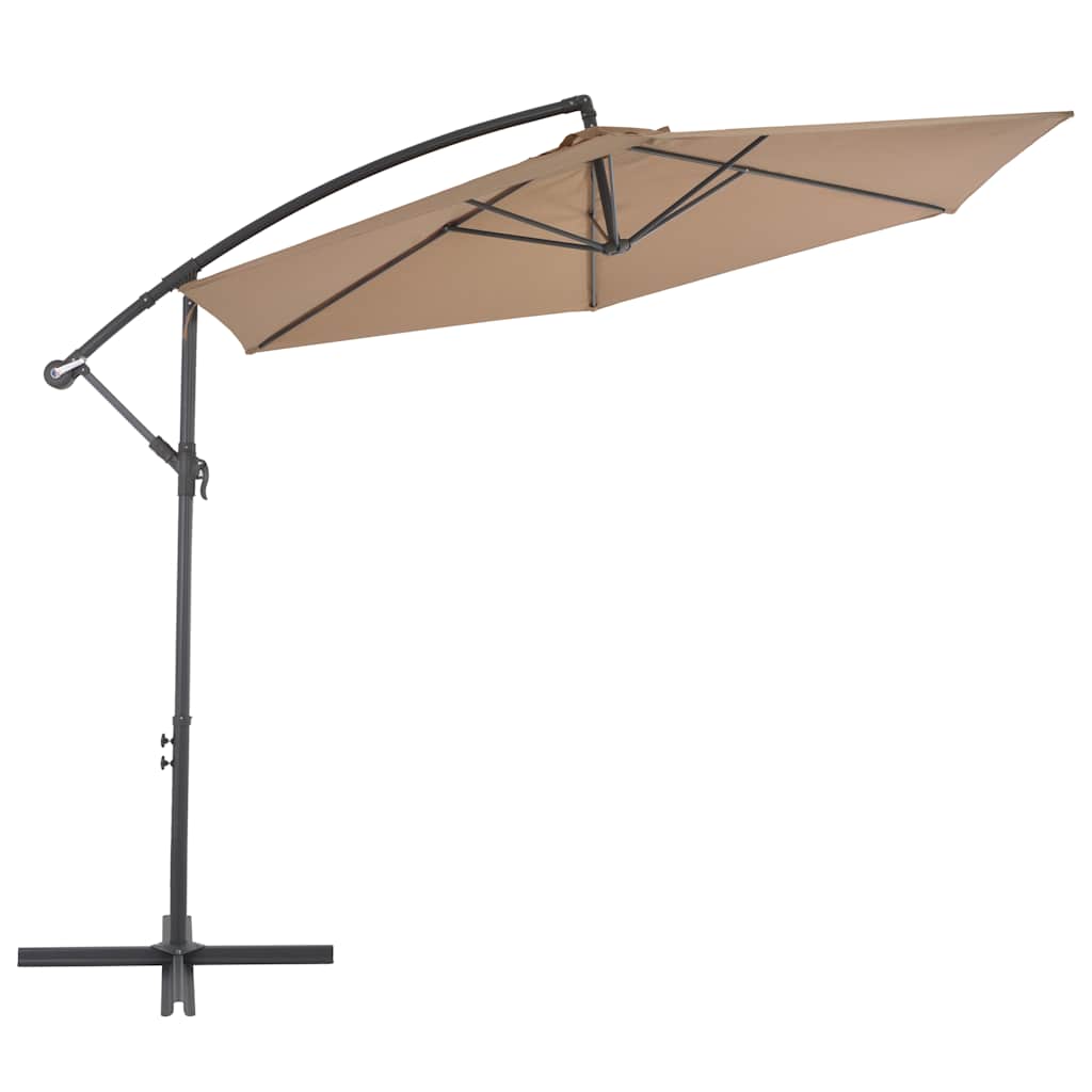 vidaXL Parasol wiszący z aluminiowym słupkiem, 300 cm, taupe