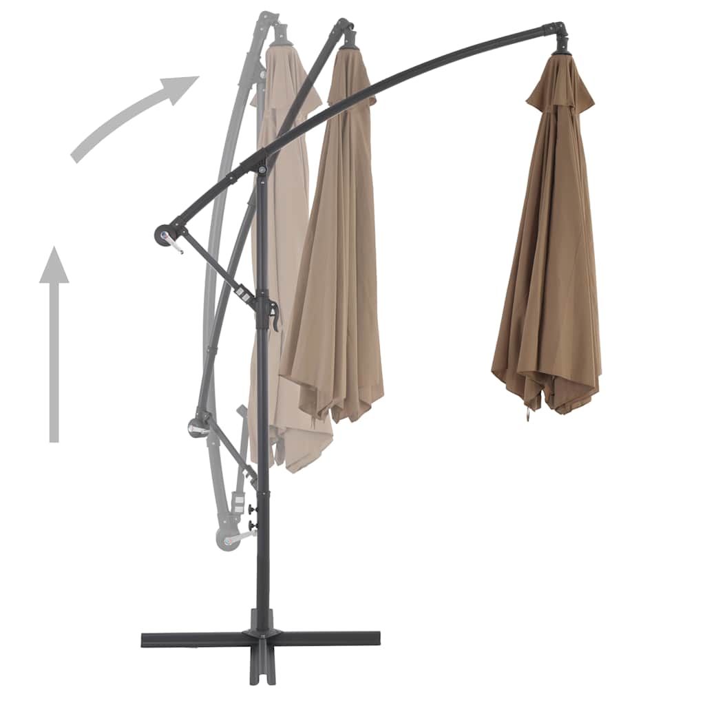 vidaXL Parasol wiszący z aluminiowym słupkiem, 300 cm, taupe
