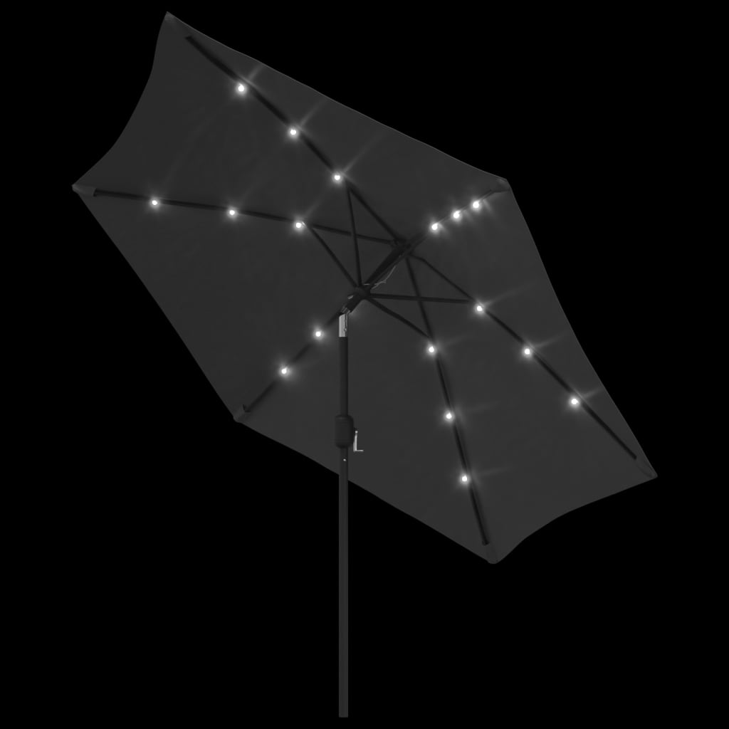 vidaXL Parasol ogrodowy z LED i stalowym słupkiem, 300 cm, antracytowy