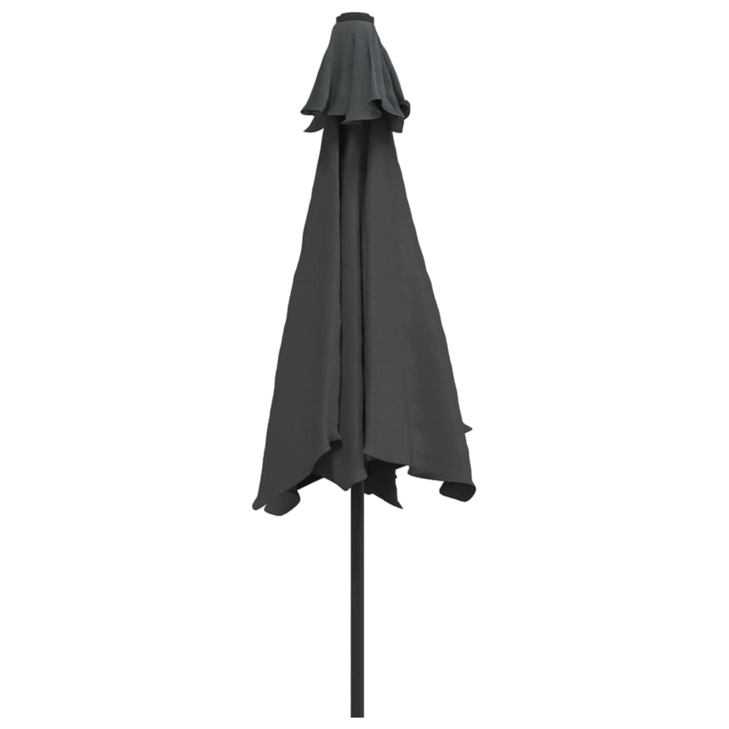 vidaXL Parasol ogrodowy z LED i stalowym słupkiem, 300 cm, antracytowy