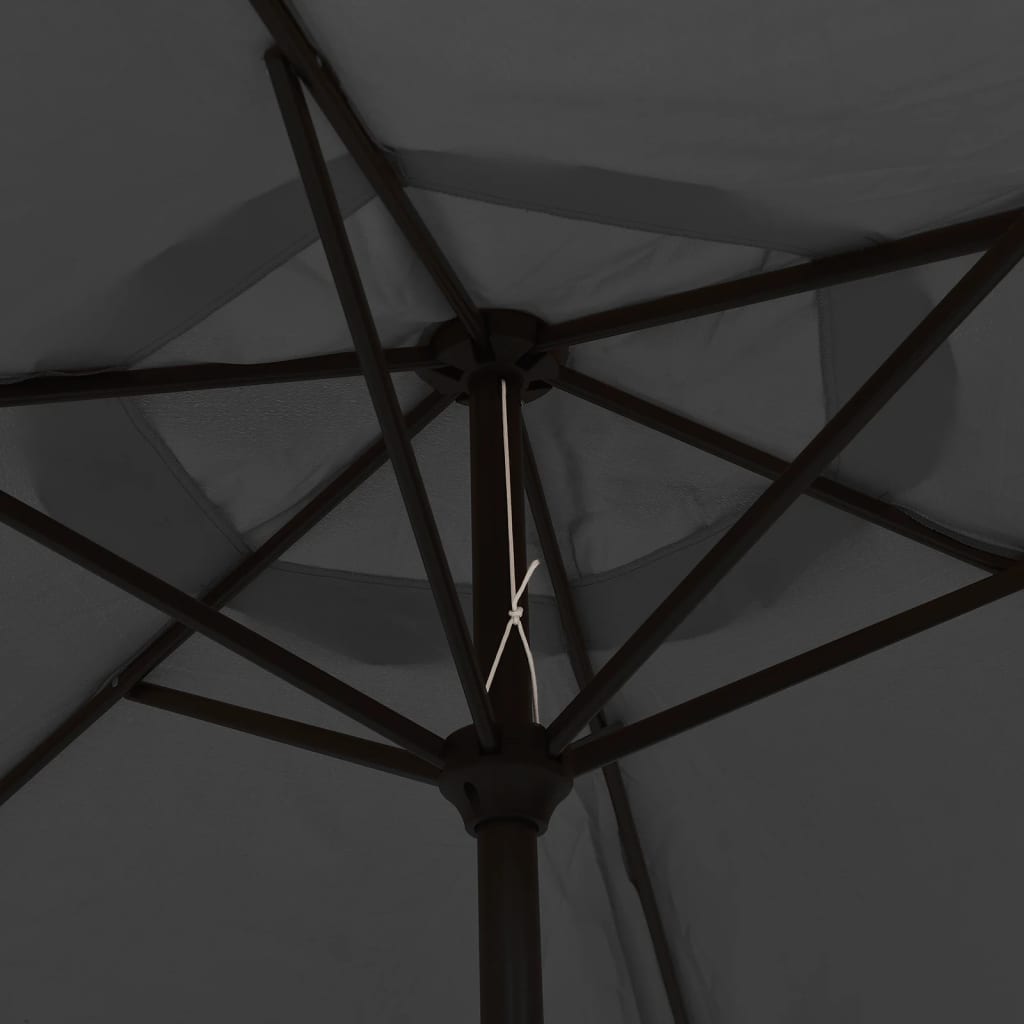 vidaXL Parasol ogrodowy z LED i stalowym słupkiem, 300 cm, antracytowy
