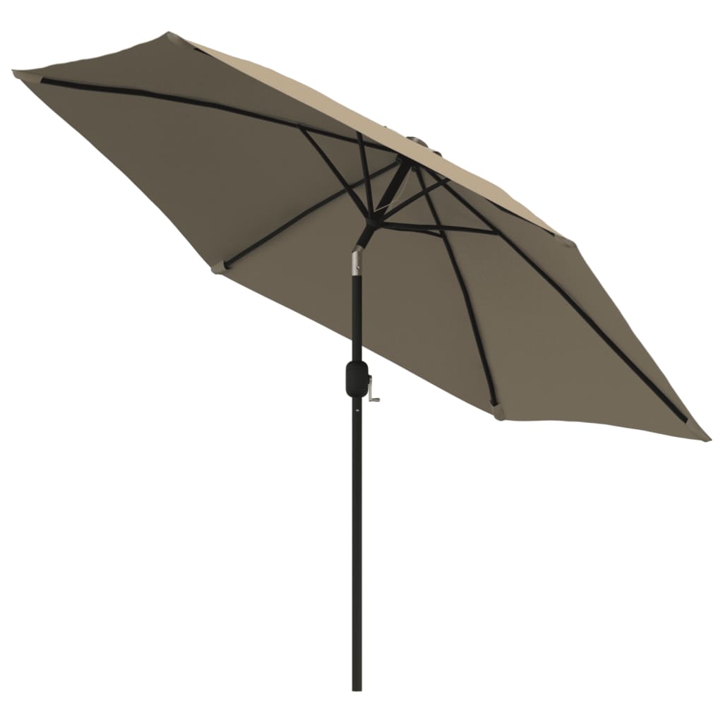 vidaXL Parasol ogrodowy z LED i stalowym słupkiem, 300 cm, kolor taupe