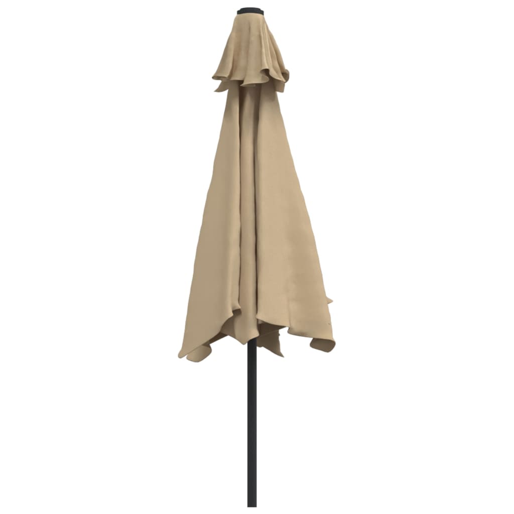 vidaXL Parasol ogrodowy z LED i stalowym słupkiem, 300 cm, kolor taupe