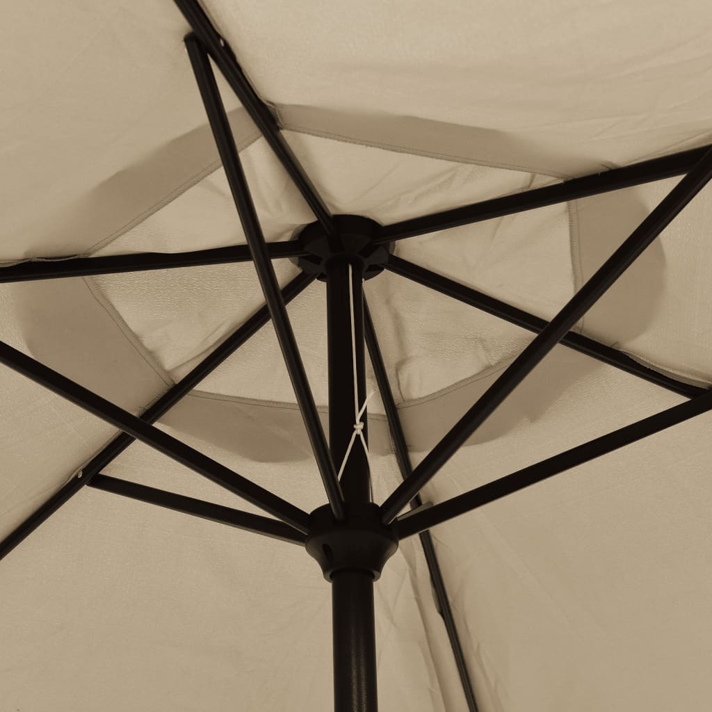 vidaXL Parasol ogrodowy z LED i stalowym słupkiem, 300 cm, kolor taupe