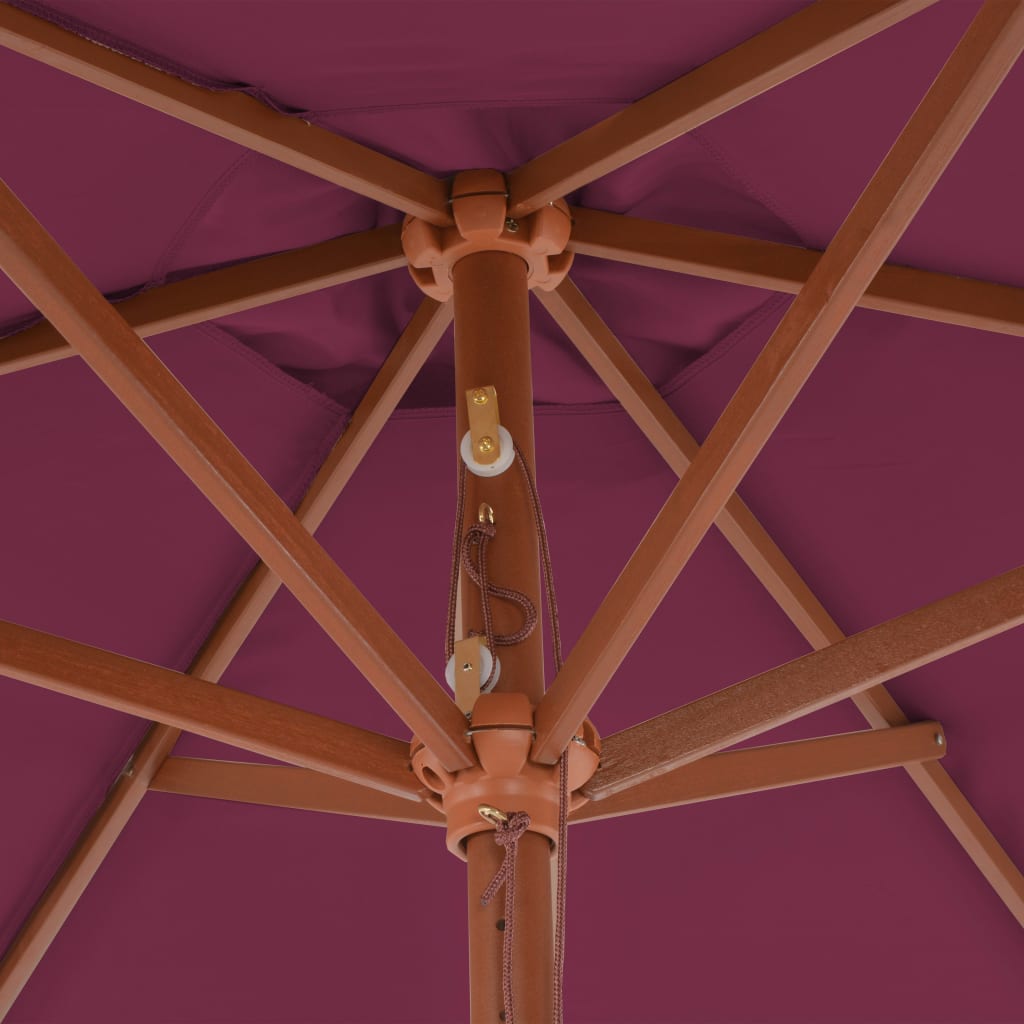 vidaXL Parasol ogrodowy na drewnianym słupku, 270 cm, bordowy