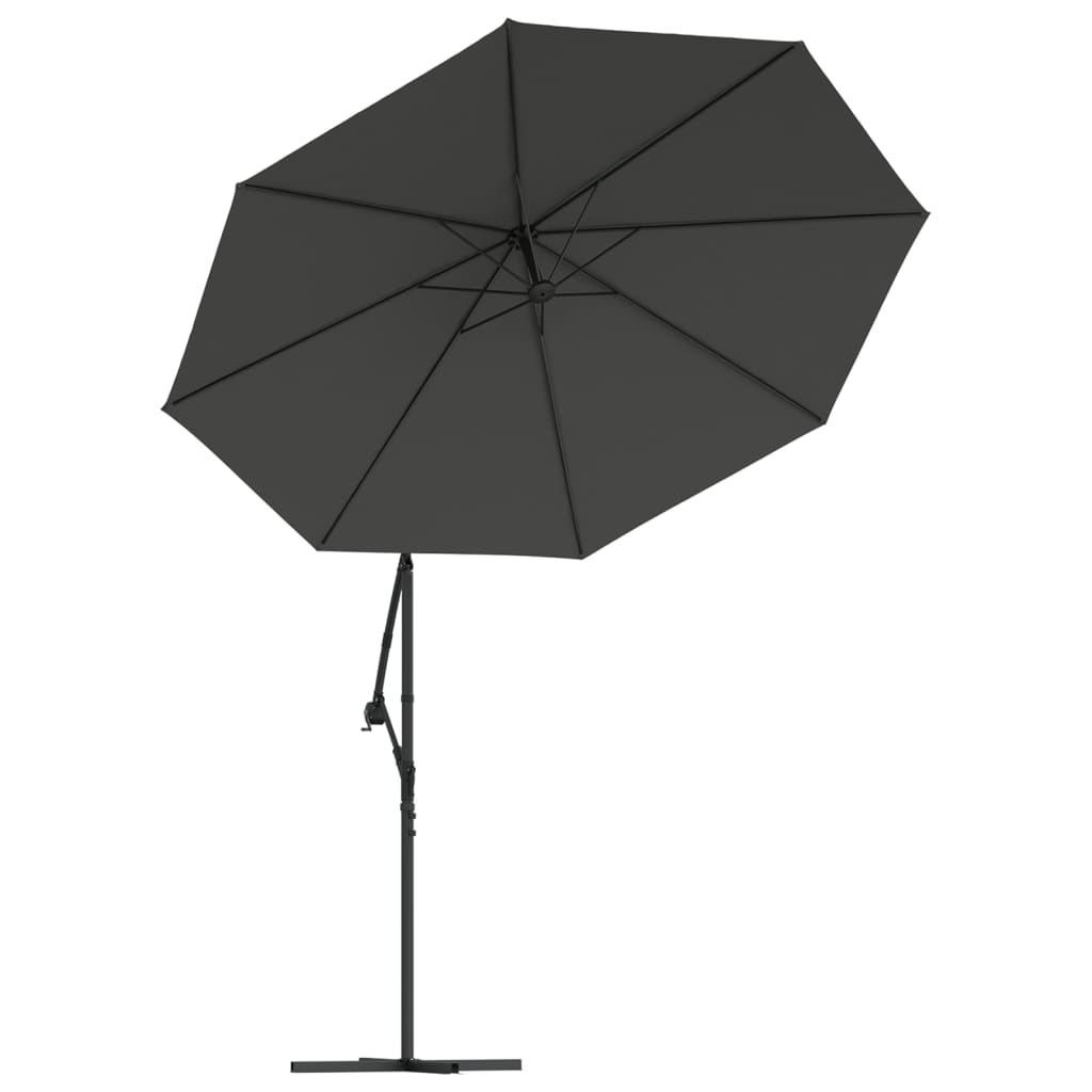 vidaXL Parasol wiszący z LED i stalowym słupkiem, 300 cm, antracytowy