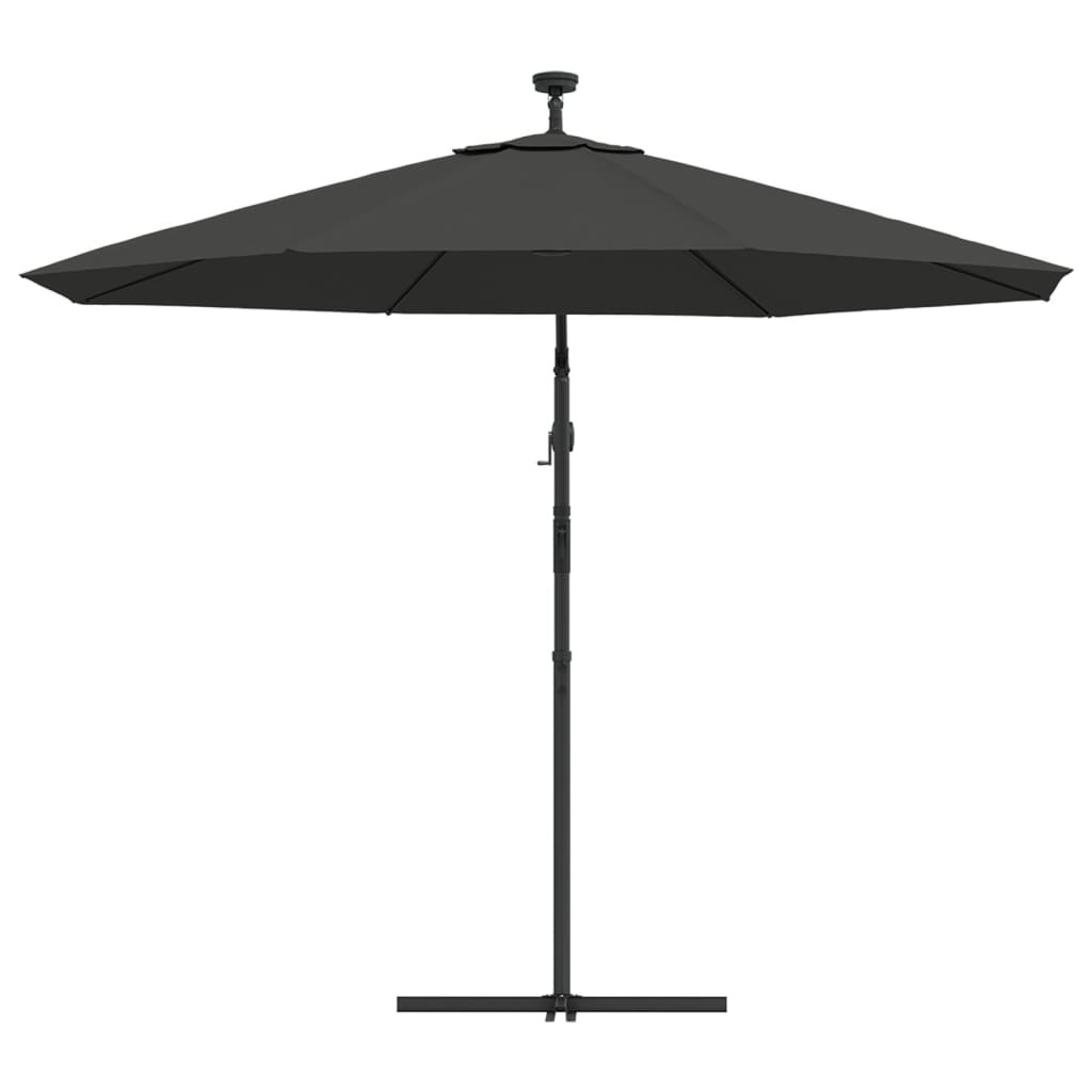 vidaXL Parasol wiszący z LED i stalowym słupkiem, 300 cm, antracytowy