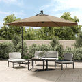 vidaXL Parasol wiszący z LED i metalowym słupkiem, 350 cm, taupe