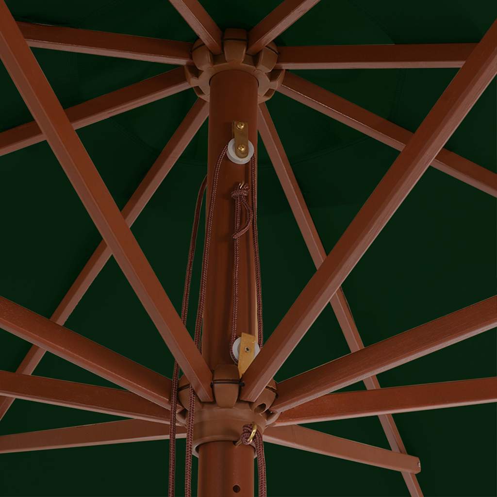vidaXL Parasol ogrodowy na drewnianym słupku, 350 cm, zielony