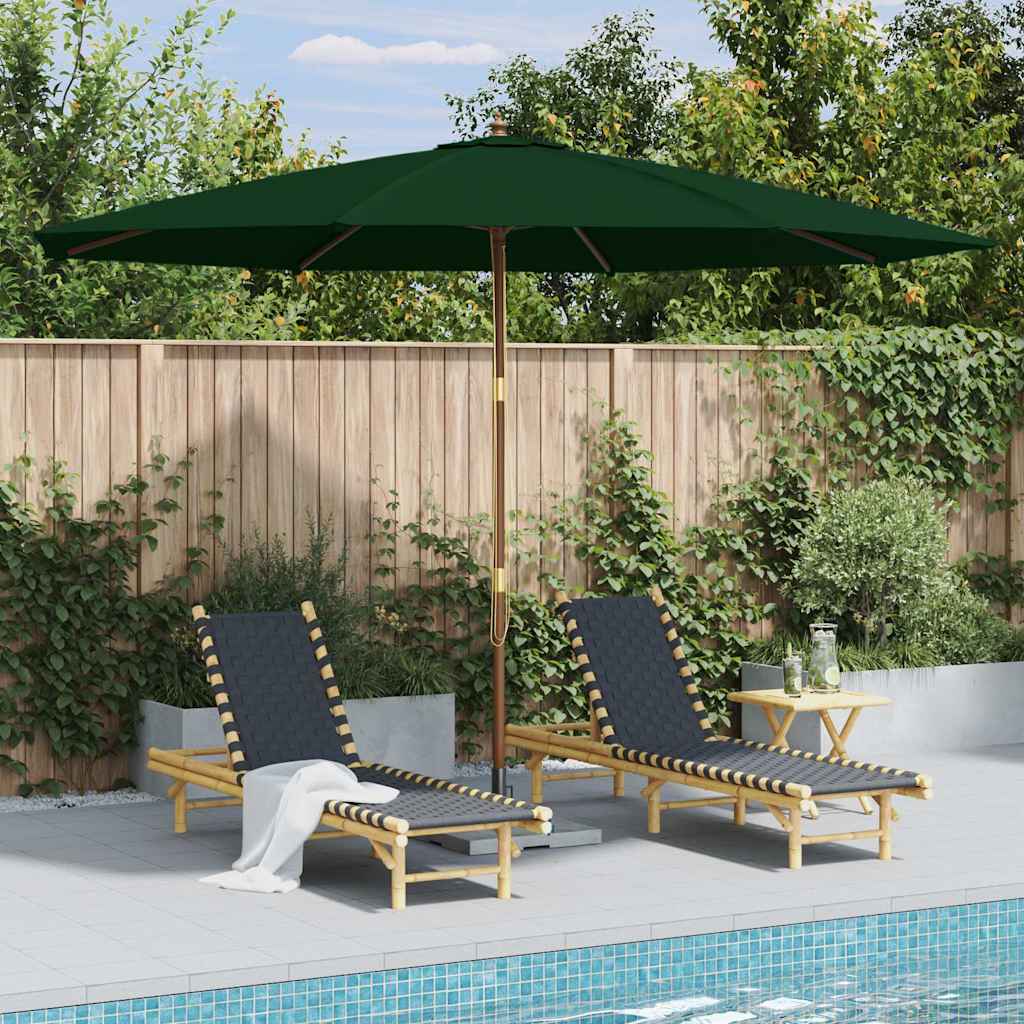 vidaXL Parasol ogrodowy na drewnianym słupku, 350 cm, zielony