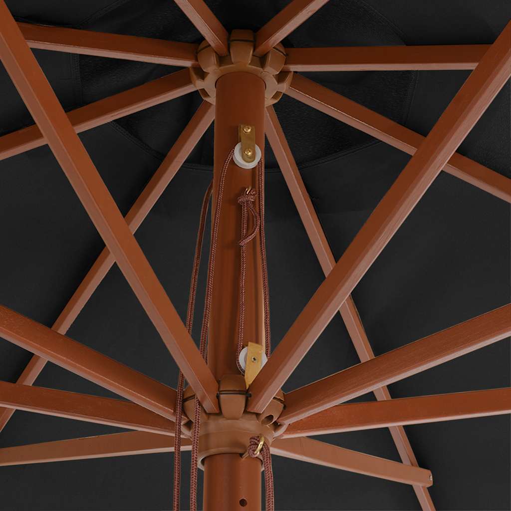 vidaXL Parasol ogrodowy na drewnianym słupku, 350 cm, antracytowy
