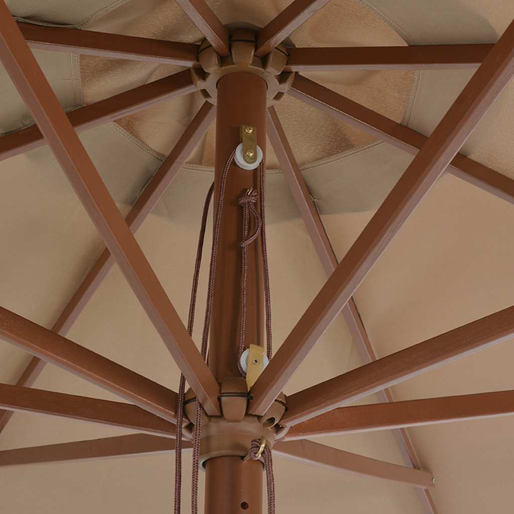 vidaXL Parasol ogrodowy na drewnianym słupku, 350 cm, taupe