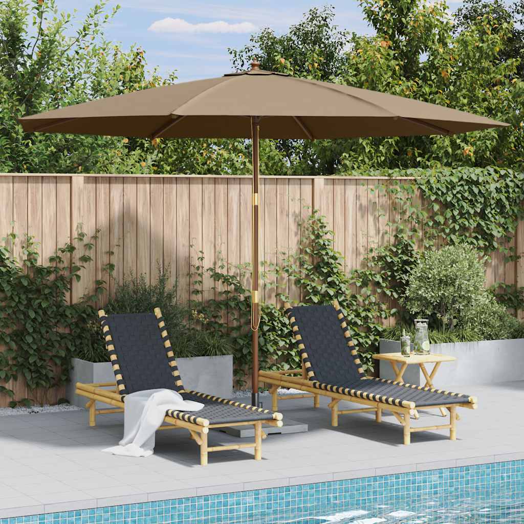 vidaXL Parasol ogrodowy na drewnianym słupku, 350 cm, taupe