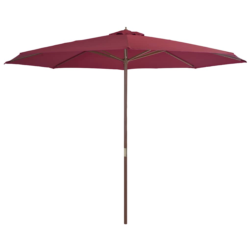 vidaXL Parasol ogrodowy na drewnianym słupku, 350 cm, burgundowy