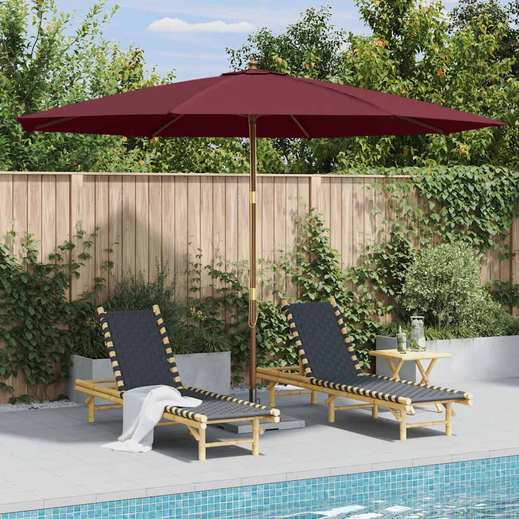 vidaXL Parasol ogrodowy na drewnianym słupku, 350 cm, burgundowy