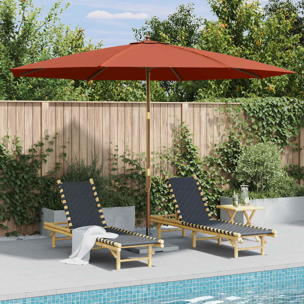 vidaXL Parasol ogrodowy na drewnianym słupku, 350 cm, terakota