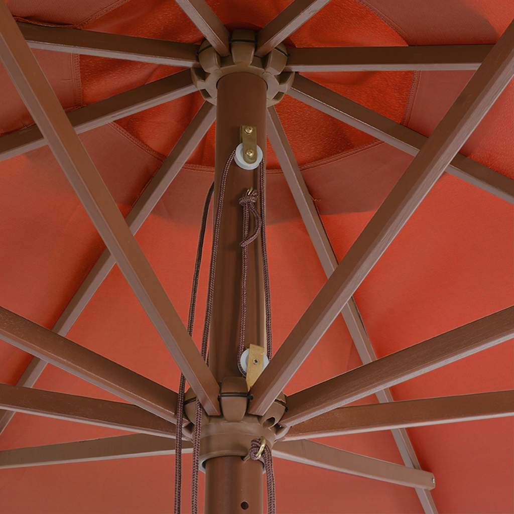 vidaXL Parasol ogrodowy na drewnianym słupku, 350 cm, terakota