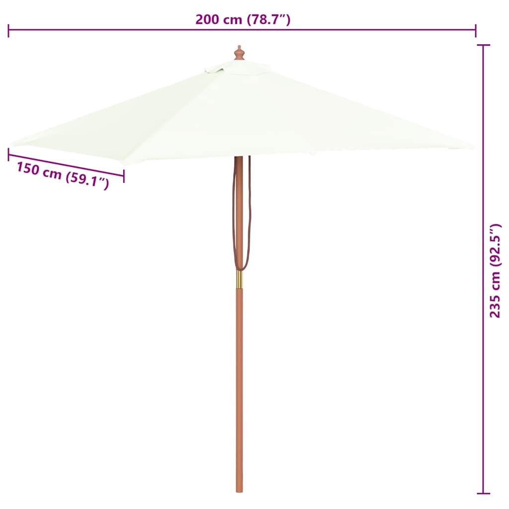 vidaXL Parasol ogrodowy na drewnianym słupku, 150 x 200 cm, piaskowy