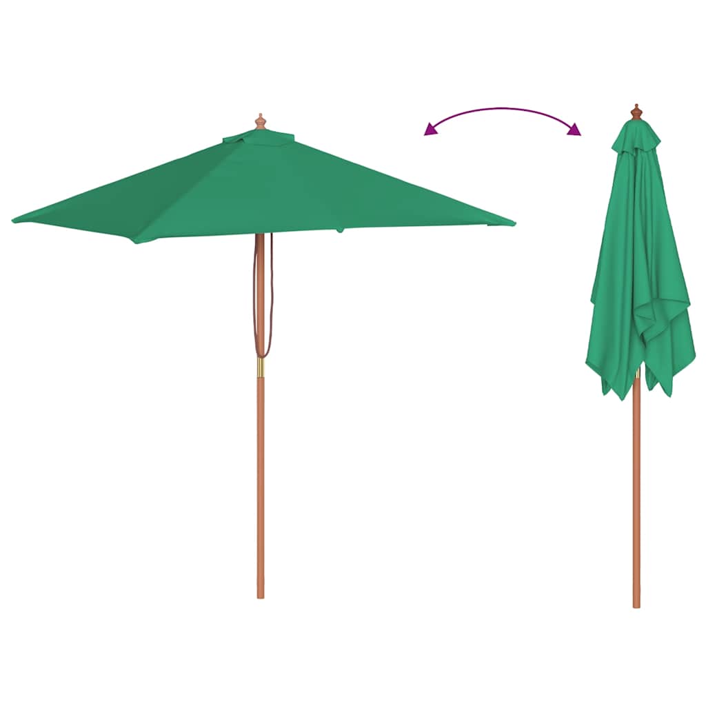 vidaXL Parasol ogrodowy na drewnianym słupku, 150 x 200 cm, zielony